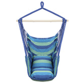 HAOYYE Distinctive Cotton Canvas Hanging Rope Chair with 2 Pillows  Comfortable Indoor Outdoor Hammock Chair for Porch Patio Balcony Bedroom Lounge Decor 250lb Capacity